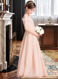 Kianna A-Line One-Shoulder Floor-Length Chiffon Junior Bridesmaid Dress With Ruffle UKP0013594