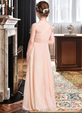 Kianna A-Line One-Shoulder Floor-Length Chiffon Junior Bridesmaid Dress With Ruffle UKP0013594