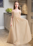 Shiloh A-Line Off-the-Shoulder Floor-Length Chiffon Junior Bridesmaid Dress With Ruffle UKP0013595