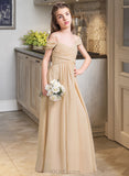 Shiloh A-Line Off-the-Shoulder Floor-Length Chiffon Junior Bridesmaid Dress With Ruffle UKP0013595