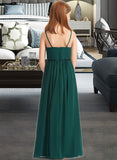 Livia A-Line V-neck Floor-Length Chiffon Junior Bridesmaid Dress With Ruffle UKP0013606