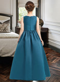 Paloma Ball-Gown/Princess V-neck Floor-Length Satin Junior Bridesmaid Dress With Ruffle UKP0013613