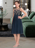 Olga A-Line Scoop Neck Knee-Length Chiffon Junior Bridesmaid Dress UKP0013614