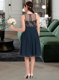 Olga A-Line Scoop Neck Knee-Length Chiffon Junior Bridesmaid Dress UKP0013614