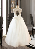 Mackenzie Ball-Gown/PrincessScoopNeckFloor-LengthTulleJuniorBridesmaidDressWithSashBeading#136423 UKP0013615