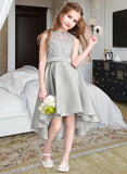 Eloise A-Line Scoop Neck Asymmetrical Satin Junior Bridesmaid Dress UKP0013618