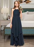 Kathryn A-Line Scoop Neck Floor-Length Chiffon Junior Bridesmaid Dress With Cascading Ruffles UKP0013622