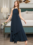 Kathryn A-Line Scoop Neck Floor-Length Chiffon Junior Bridesmaid Dress With Cascading Ruffles UKP0013622