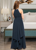 Kathryn A-Line Scoop Neck Floor-Length Chiffon Junior Bridesmaid Dress With Cascading Ruffles UKP0013622