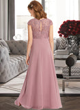 Jackie A-Line Scoop Neck Floor-Length Chiffon Lace Junior Bridesmaid Dress UKP0013624