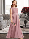 Jackie A-Line Scoop Neck Floor-Length Chiffon Lace Junior Bridesmaid Dress UKP0013624