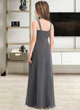 Heaven A-Line Scoop Neck Floor-Length Chiffon Junior Bridesmaid Dress With Ruffle Lace UKP0013625