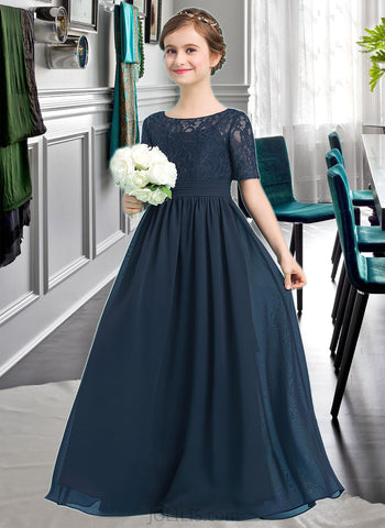 Sharon A-LineScoopNeckFloor-LengthChiffonJuniorBridesmaidDress#148411 UKP0013631