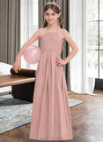 Meghan A-Line Scoop Neck Floor-Length Chiffon Junior Bridesmaid Dress With Ruffle UKP0013632