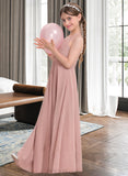 Meghan A-Line Scoop Neck Floor-Length Chiffon Junior Bridesmaid Dress With Ruffle UKP0013632