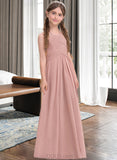 Meghan A-Line Scoop Neck Floor-Length Chiffon Junior Bridesmaid Dress With Ruffle UKP0013632