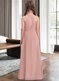 Meghan A-Line Scoop Neck Floor-Length Chiffon Junior Bridesmaid Dress With Ruffle UKP0013632