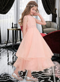 Juliette A-Line Scoop Neck Ankle-Length Organza Junior Bridesmaid Dress With Beading Sequins UKP0013633