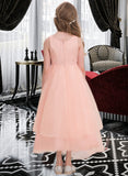 Juliette A-Line Scoop Neck Ankle-Length Organza Junior Bridesmaid Dress With Beading Sequins UKP0013633