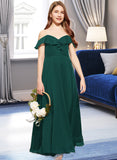 Alexa A-Line Off-the-Shoulder Floor-Length Chiffon Junior Bridesmaid Dress With Cascading Ruffles UKP0013635