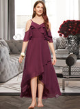 Aryana A-Line Off-the-Shoulder Asymmetrical Chiffon Junior Bridesmaid Dress With Cascading Ruffles UKP0013636