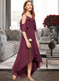 Aryana A-Line Off-the-Shoulder Asymmetrical Chiffon Junior Bridesmaid Dress With Cascading Ruffles UKP0013636