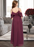 Aryana A-Line Off-the-Shoulder Asymmetrical Chiffon Junior Bridesmaid Dress With Cascading Ruffles UKP0013636