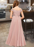 Renee A-Line Off-the-Shoulder Floor-Length Chiffon Lace Junior Bridesmaid Dress UKP0013640