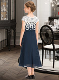 Camryn A-Line Scoop Neck Tea-Length Chiffon Lace Junior Bridesmaid Dress UKP0013643