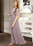 Lauretta A-Line Scoop Neck Floor-Length Chiffon Junior Bridesmaid Dress With Cascading Ruffles UKP0013649