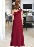 Anastasia A-Line One-Shoulder Floor-Length Chiffon Junior Bridesmaid Dress With Ruffles UKP0013650