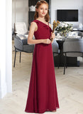 Anastasia A-Line One-Shoulder Floor-Length Chiffon Junior Bridesmaid Dress With Ruffles UKP0013650