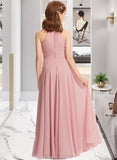 Ali A-Line Square Neckline Floor-Length Chiffon Junior Bridesmaid Dress With Ruffle UKP0013651