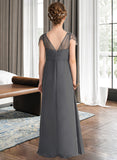 Kayleigh A-Line V-neck Floor-Length Chiffon Junior Bridesmaid Dress With Ruffle Beading UKP0013653