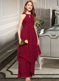 Taylor A-Line Scoop Neck Floor-Length Chiffon Junior Bridesmaid Dress With Ruffle UKP0013654