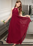 Taylor A-Line Scoop Neck Floor-Length Chiffon Junior Bridesmaid Dress With Ruffle UKP0013654