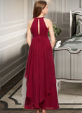 Taylor A-Line Scoop Neck Floor-Length Chiffon Junior Bridesmaid Dress With Ruffle UKP0013654