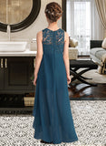 Julie A-Line Scoop Neck Asymmetrical Chiffon Lace Junior Bridesmaid Dress UKP0013661