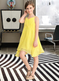 Ariana A-Line V-neck Knee-Length Chiffon Junior Bridesmaid Dress With Ruffle UKP0013664