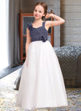 Amirah A-Line Sweetheart Floor-Length Chiffon Tulle Junior Bridesmaid Dress With Ruffle Flower(s) UKP0013665