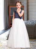 Amirah A-Line Sweetheart Floor-Length Chiffon Tulle Junior Bridesmaid Dress With Ruffle Flower(s) UKP0013665