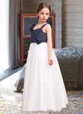 Amirah A-Line Sweetheart Floor-Length Chiffon Tulle Junior Bridesmaid Dress With Ruffle Flower(s) UKP0013665