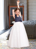 Amirah A-Line Sweetheart Floor-Length Chiffon Tulle Junior Bridesmaid Dress With Ruffle Flower(s) UKP0013665