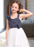 Amirah A-Line Sweetheart Floor-Length Chiffon Tulle Junior Bridesmaid Dress With Ruffle Flower(s) UKP0013665