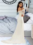 Yvonne Trumpet/Mermaid Off-the-Shoulder Court Train Wedding Dress With Lace UKP0013680