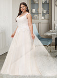 Cristina Ball-Gown/Princess V-neck Court Train Tulle Wedding Dress UKP0013682