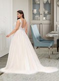 Cristina Ball-Gown/Princess V-neck Court Train Tulle Wedding Dress UKP0013682