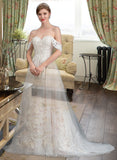 Nathalie Ball-Gown/Princess Sweetheart Sweep Train Tulle Wedding Dress UKP0013685