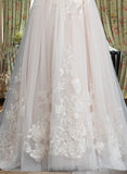 Nathalie Ball-Gown/Princess Sweetheart Sweep Train Tulle Wedding Dress UKP0013685