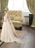 Nathalie Ball-Gown/Princess Sweetheart Sweep Train Tulle Wedding Dress UKP0013685